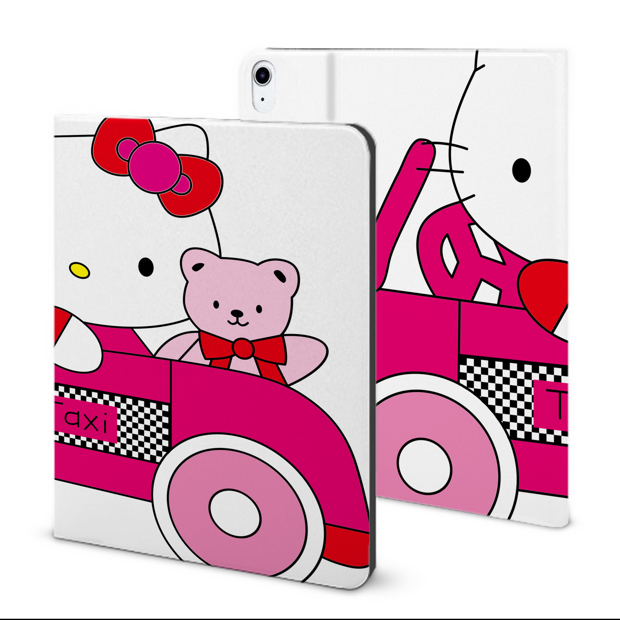 （画像用） Hello Kitty ハローキティ IPad ケース ブック型 PUレザー TPU 耐衝撃 軽量 薄型 ペン収納なし 全面保護 IPad 各モデル対応